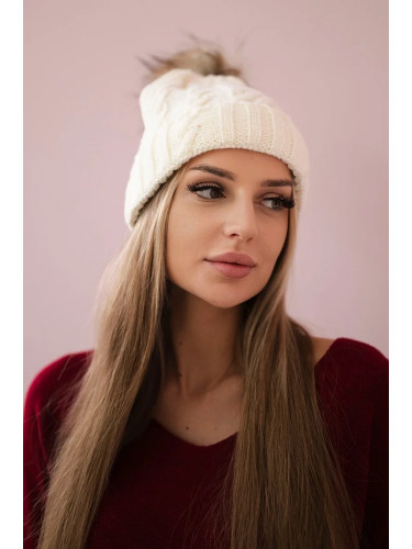 Kesi Cap with fleece Warkocz K226 ecru