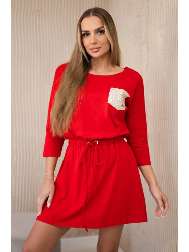 Dress with sequin pocket red