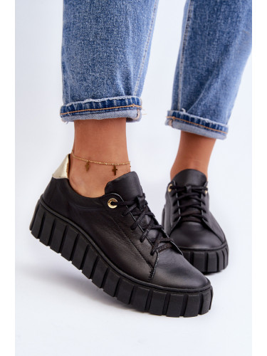 Дамски кожени обувки с масивна подметка Zazoo 2919 черни
