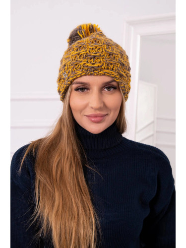 marka niezdefiniowana Cap with fleece Fiona K275 mustard + cappuccino