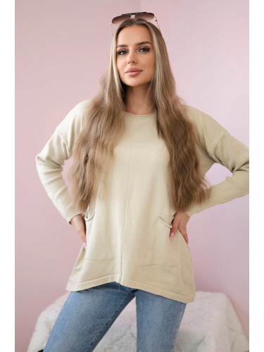 Sweater with front pockets beige