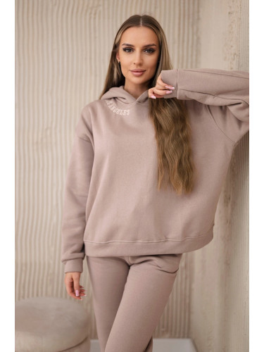 Insulated set with embroidery Los Angeles dark beige