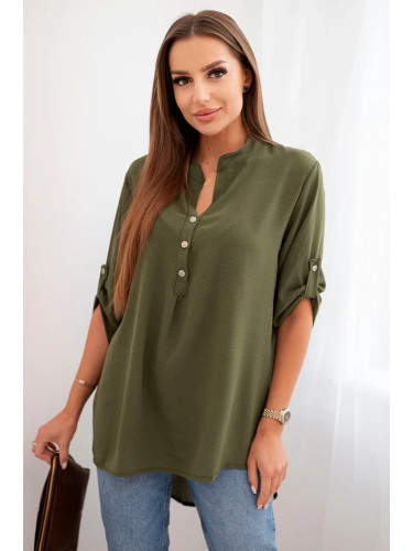 Kesi Włoski Blouse with a longer back khaki
