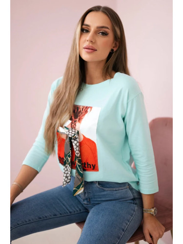 Blouse with 3D graphics Remarkable mint