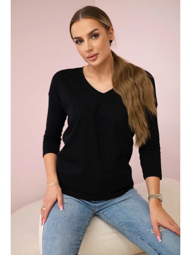 Black blouse with V-neck