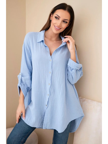 Kesi Włoski Cotton muslin shirt blue