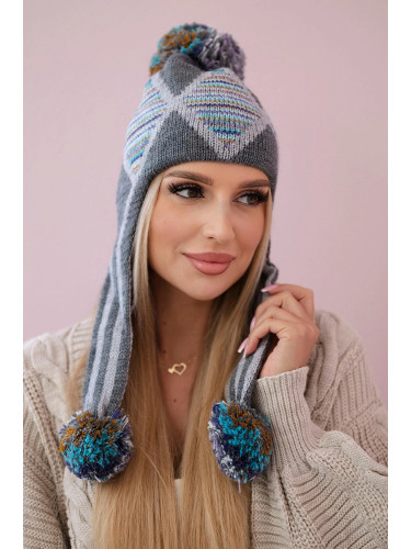 Women's cap Eunika K322 graphite with long ears