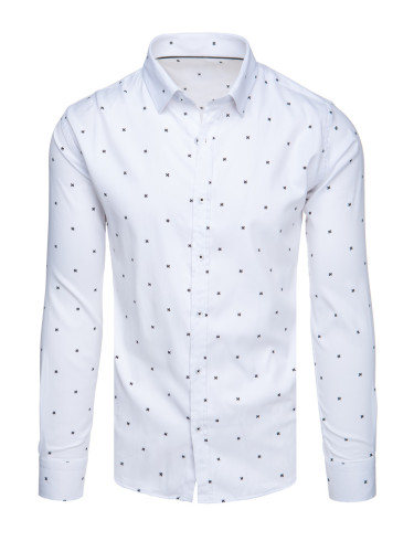 Мъжка бяла риза с черни звезди