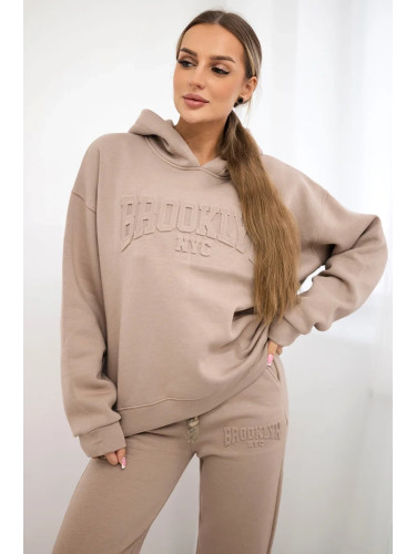 Insulated cotton set, sweatshirt + trousers Brooklyn dark beige