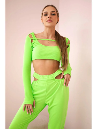 Complete with green neon blouse top