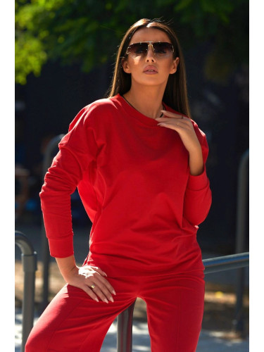 Cotton set Sweatshirt + Wide leg trousers red
