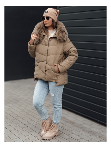 Дамско зимно яке FIXMIX с качулка, бежово