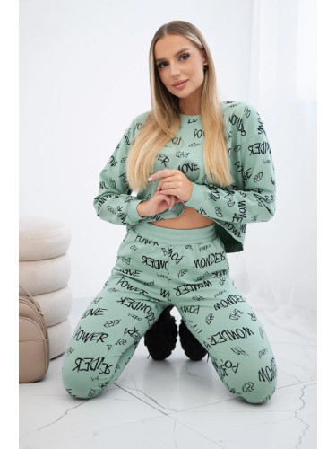 Dark mint lettering set