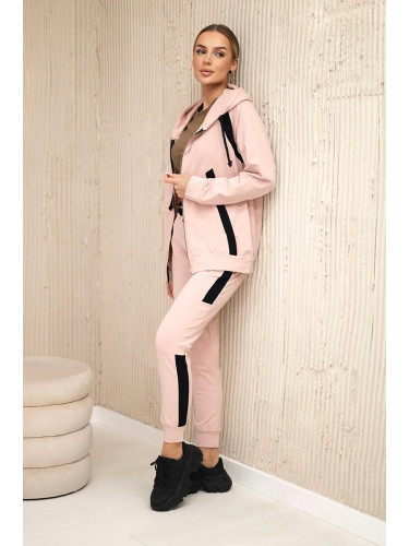 Striped sports set in dark powder pink