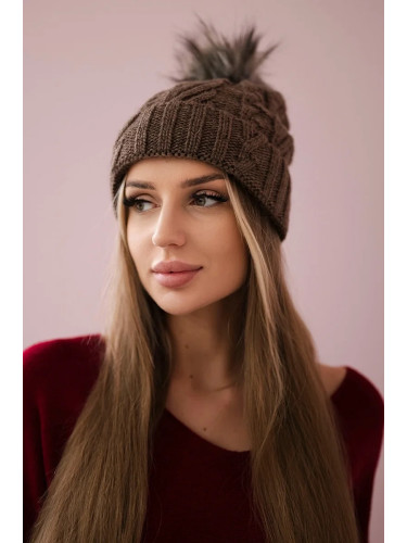 Kesi Cap with fleece Warkocz K226 mocca