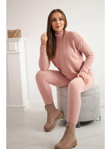 Two-piece set of alpaca sweaters dark powder pink