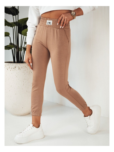 Spodnie damskie dresowe CYFL kamelowe Dstreet