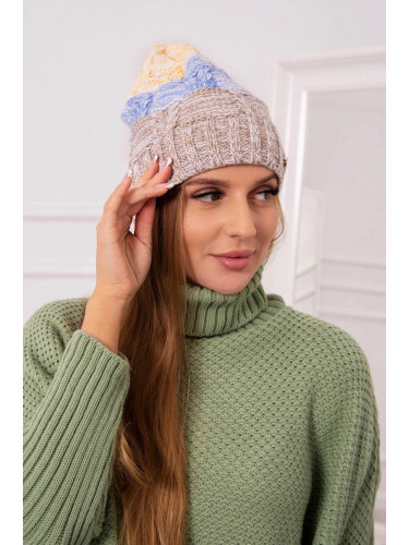 Kesi Cap with fleece Dolores K303 dark beige+blue+yellow