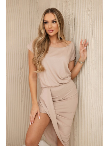 Asymmetrical dress in beige color