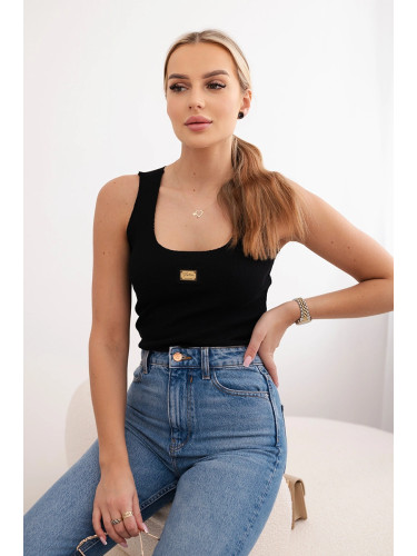 Striped blouse with black metal plate