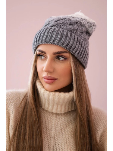 marka niezdefiniowana Cap with fleece Ilona K218 gray+white