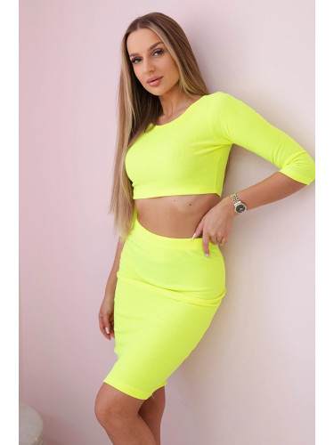 Set of blouses with a skirt in yellow neon color