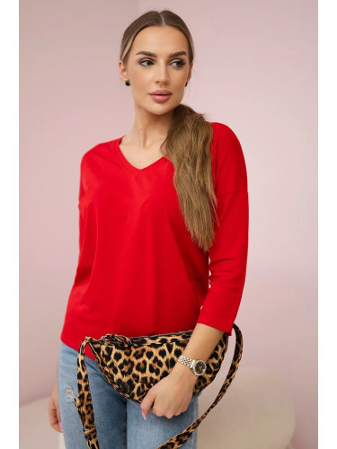 Red blouse with V-neck
