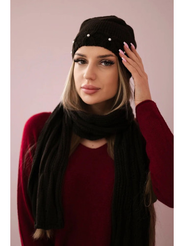 Women's set with scarf Melania K389 brown