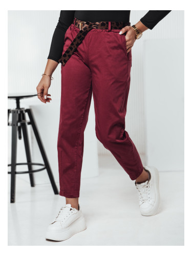 Дамски бордо чинос панталон с колан