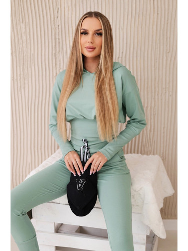 Set with wide cuffs dark mint