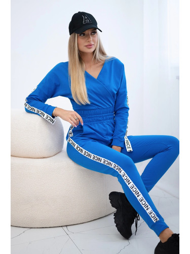 Set with decorative stripes purple-blue