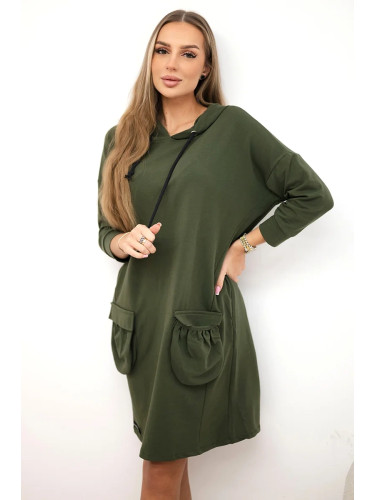 Khaki dress with a hood