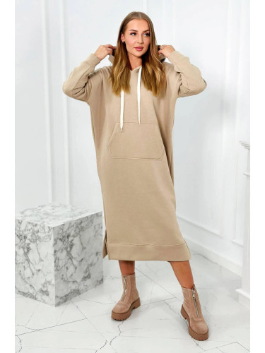 Long dress with hood light beige