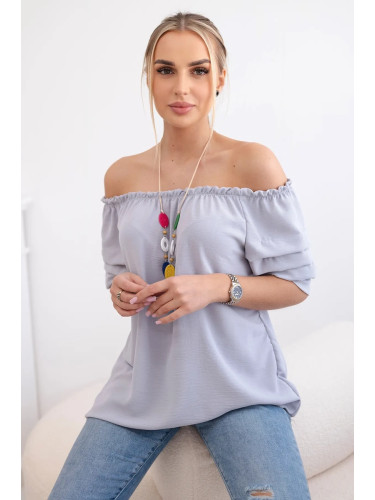 Spanish blouse with decorative sleeves grey