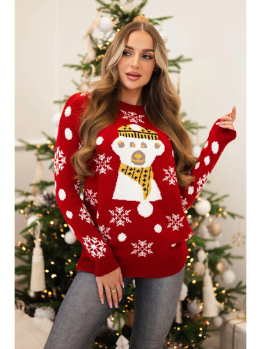 Christmas sweater with bear red
