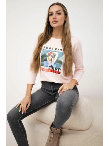 Blouse with Superior print powder pink