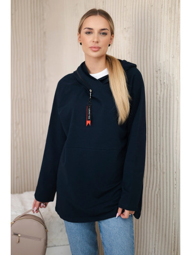 Tunic with zipper on hood Oversize dark blue