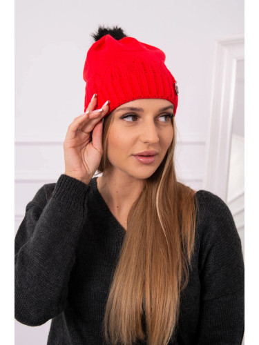 marka niezdefiniowana Cap with a pompom Judyta K347 red