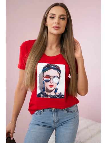 Women's graphic blouse red