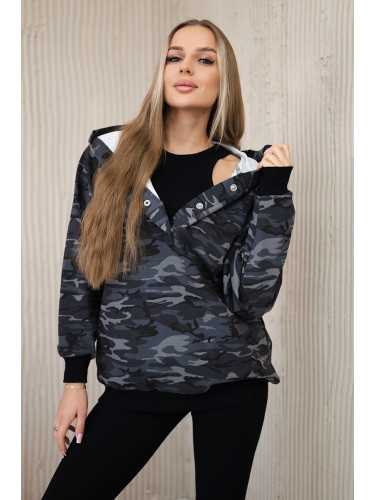 3-piece MOOR set of sweatshirt, top and leggings black + graphite