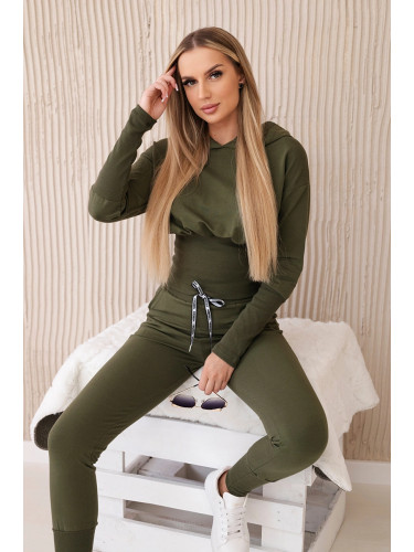 Set with wide cuffs in khaki color