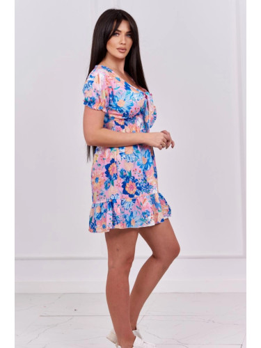 Floral V-neck dress purple-blue+purple