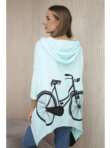 Mint cycling print hoodie