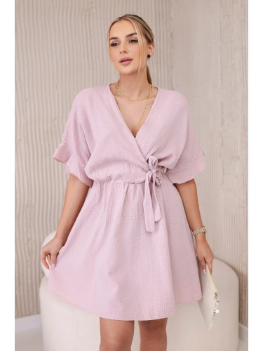 Włoski Muslin dress with waist dark pink