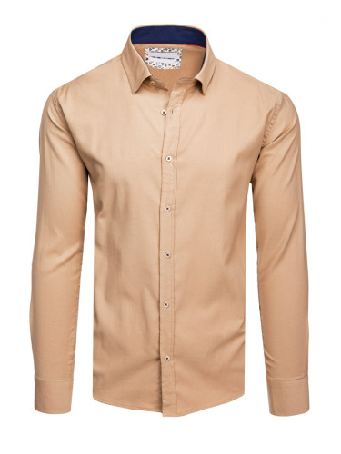 Мъжка бежова риза с класическа яка