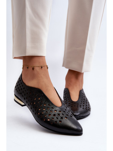 Изрязани обувки тип балерина от естествена кожа Zazoo 2883 черно