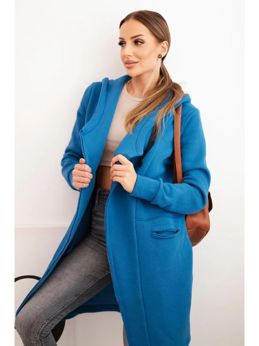 Insulated cape with hood in denim color