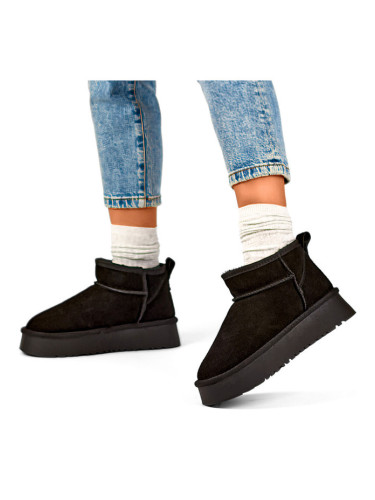 primohurt Women's black leather snow boots and beige winter boots made of natural leather