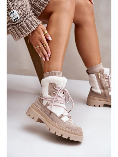 Ankle boots with sheepskin beige Merilana