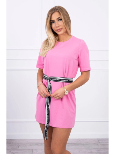 Dress with decorative belt light pink